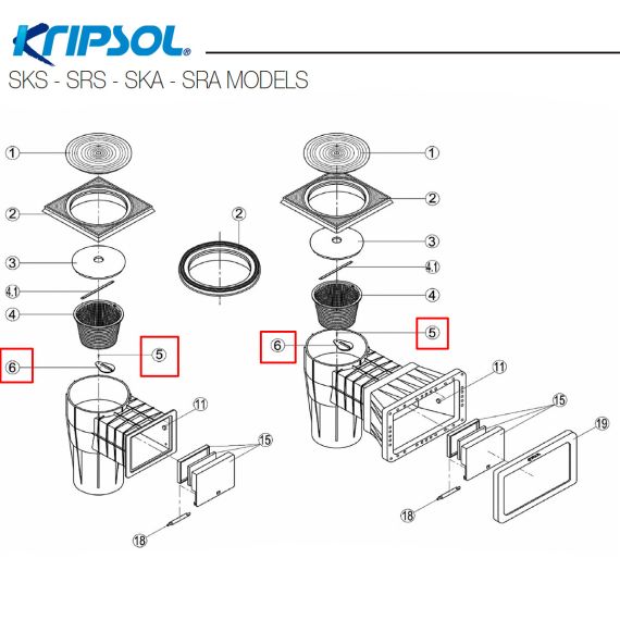 ​Заслонка скиммера Kripsol RSK070.A/R1230070.0/RSKI0056.00R/500601005600 - схема