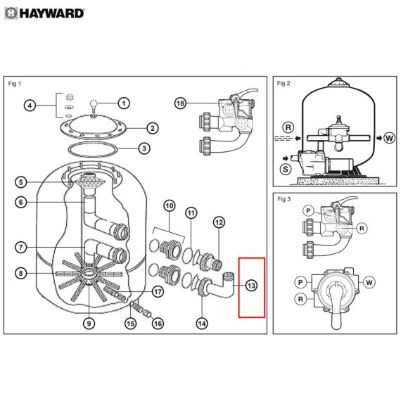 ​Адаптер для подключения клапана Hayward NC/Polyester (NCX2312063) - схема