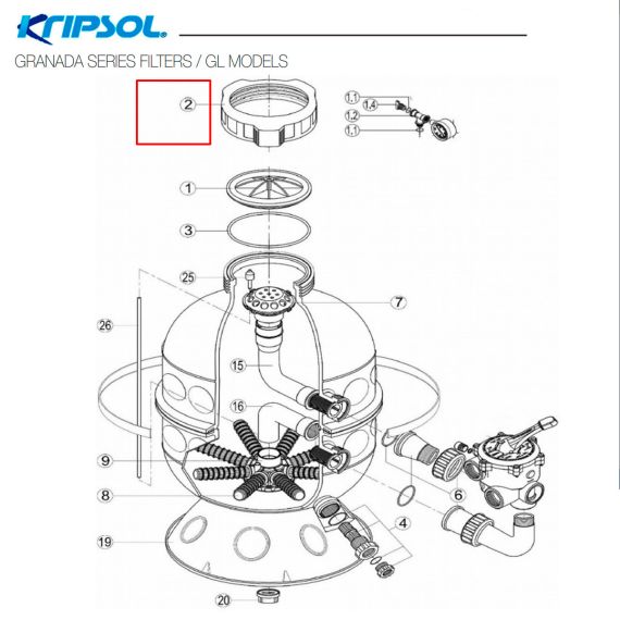 ​Гайка крышки фильтра Kripsol Granada (RRFI0002.00R/500200020000) - схема