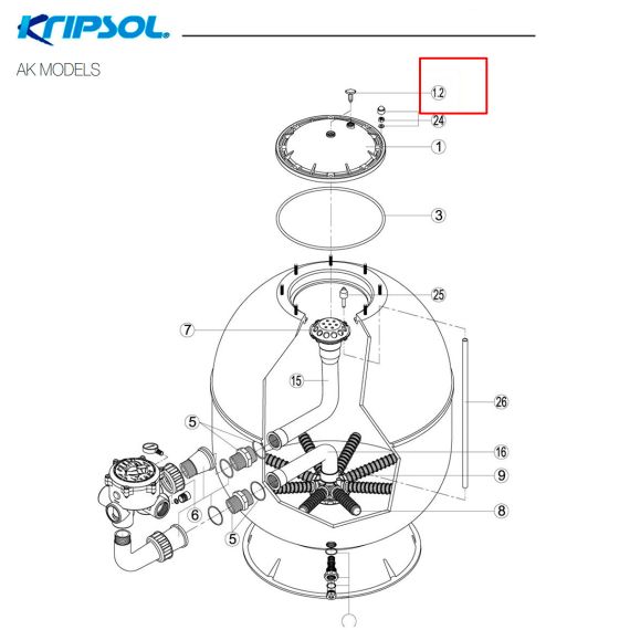 ​Клапан спуска воздуха фильтра Kripsol AK (RFFI1112.01R/RFD0100.12R) - схема