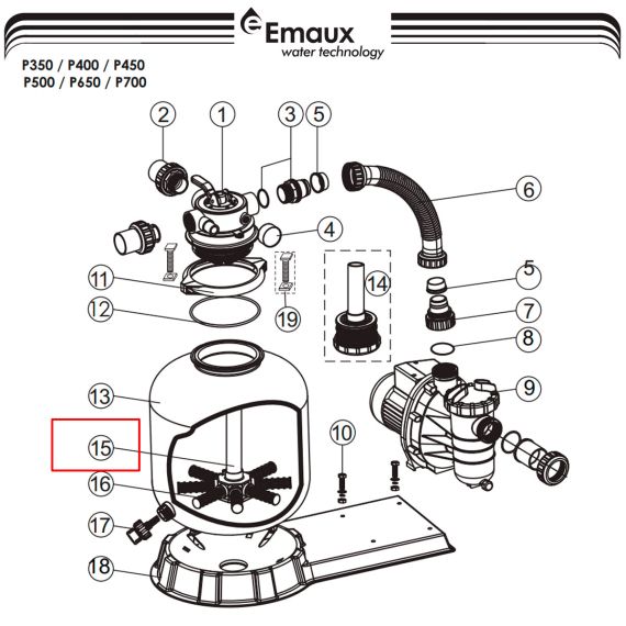 Колектор фільтра Emaux P500 (89011605) - схема