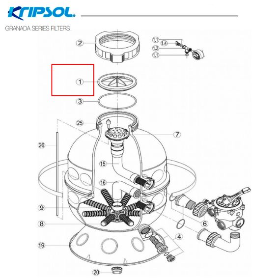 ​Крышка фильтра Kripsol Granada (RRFI0001.00R/500201000000) - схема
