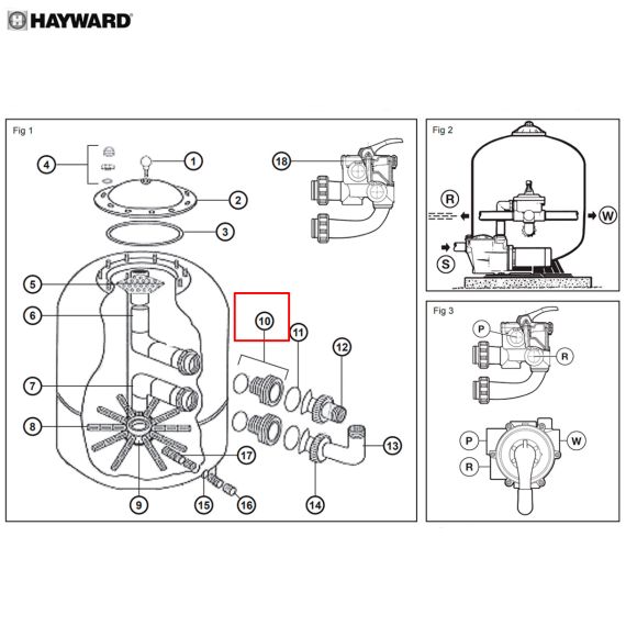 ​Муфта для подключения клапана Hayward NC/Polyester (NCX12014) - схема