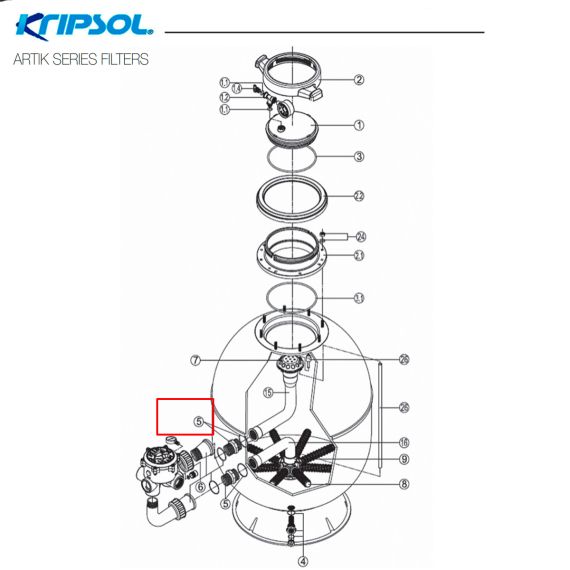 ​Муфта для подключения клапана Kripsol (RRFI0005.00R/ RFD0120.01/500201201000) - схема