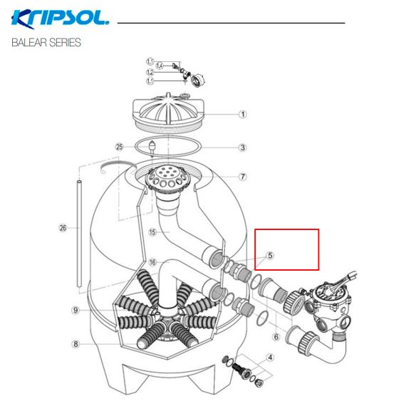 ​Муфта для подключения клапана Kripsol (RRFI0005.00R/ RFD0120.01/500201201000) - схема