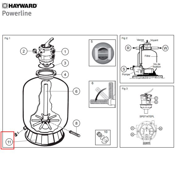 Подставка под корпус фильтра Hayward PWL (SX0164B) - схема