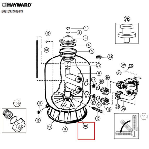 Подставка под корпус фильтра Hayward Top/Side/PWL (SX0200J) - схема