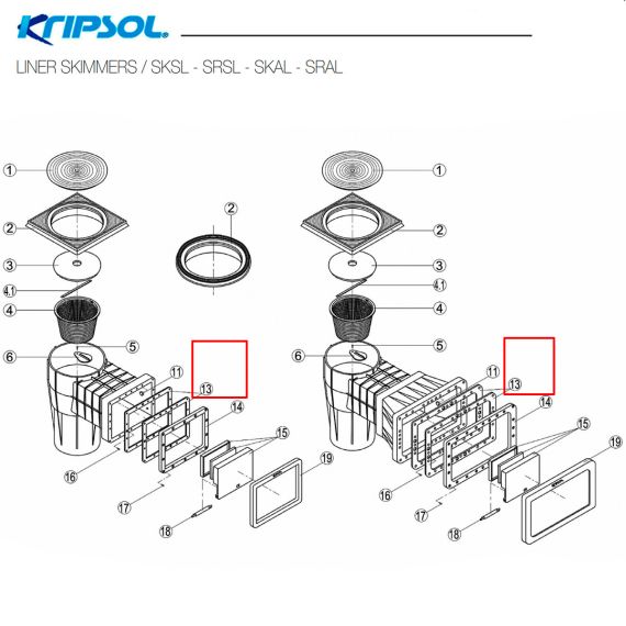 ​Прокладка фланца скиммера Kripsol Wide SKAL/SRAL (RSKI0013.01R) - схема