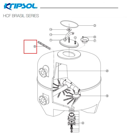 ​Сепаратор (дюза) фильтра Kripsol Artik/Brasil (RFD0117.10R) - схема