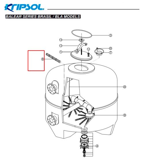​Сепаратор (дюза) фильтра Kripsol Balear/Artic/Brasil (RFD0115.10R) - схема