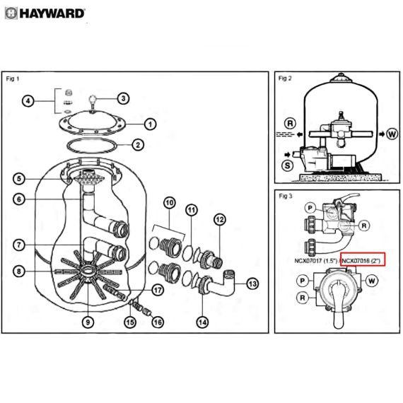 6-ходовой боковой клапан Hayward Side (NCX07018) - схема