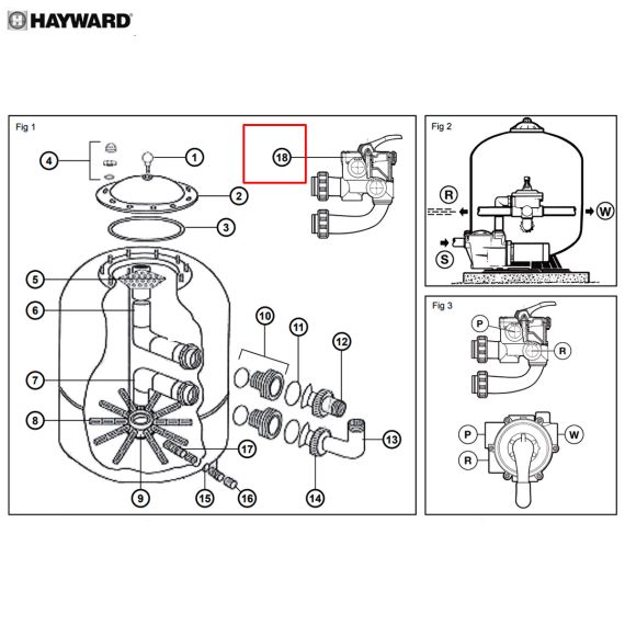 ​6-позиционный боковой клапан Hayward Side (NCX07020) - схема