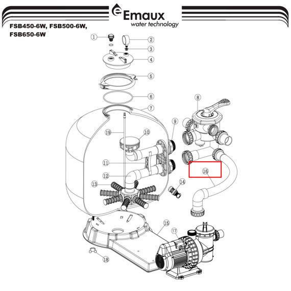 Шланг з'єднувальний Emaux FSB500 (89033001) - схема