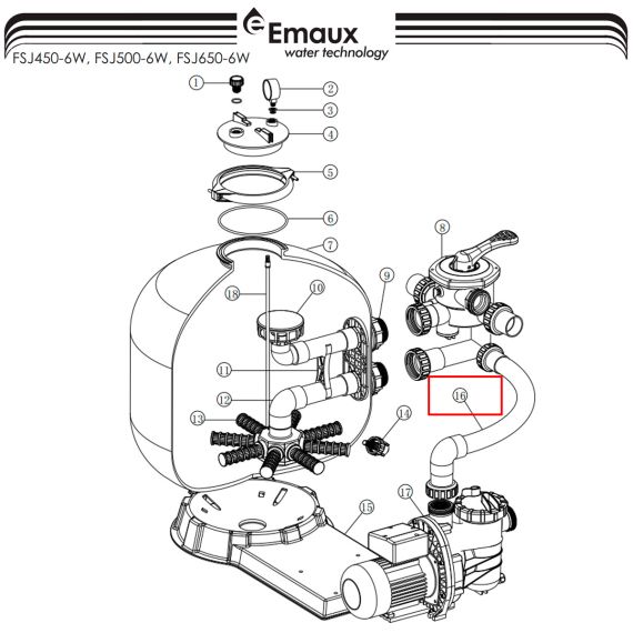 Шланг соединительный Emaux FSJ500 (89032701) - схема