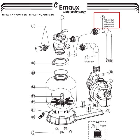 Шланг з'єднувальний Emaux FSP400-6W (89031601) - схема