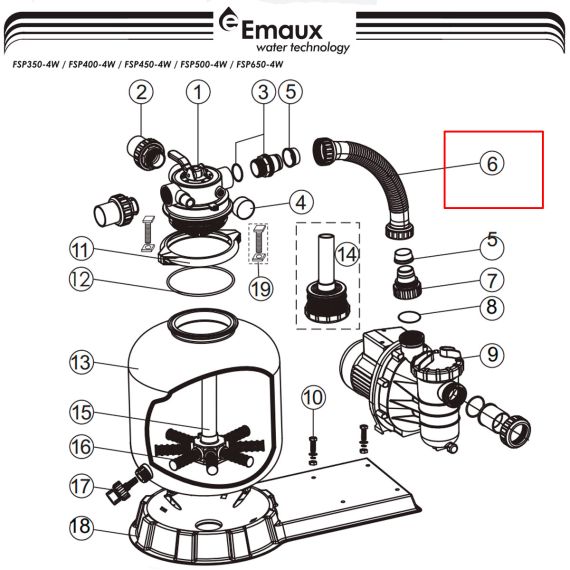 Шланг соединительный Emaux FSP500-4W (89030601) - схема