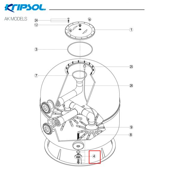 ​Сливная пробка фильтра Kripsol AK 34-45 (500202011000) - схема