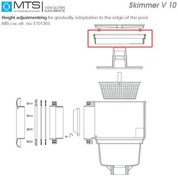 Удлинитель высоты скиммера MTS V10 (E101303) - схема