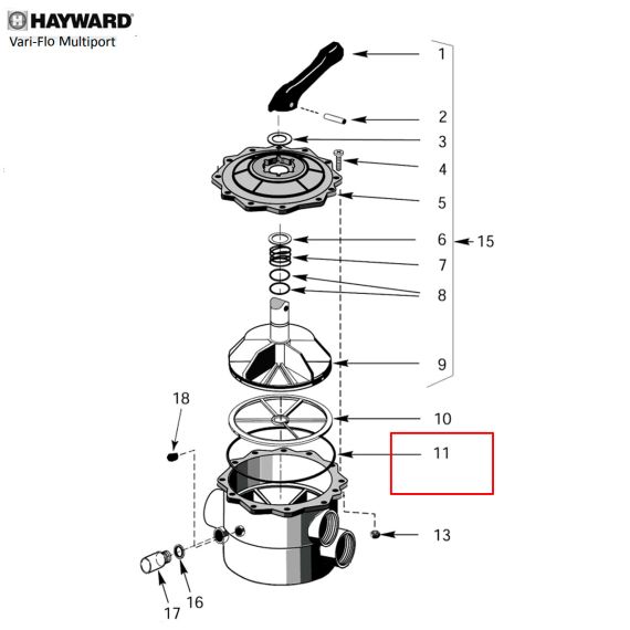 Уплотнительное кольцо 6-ходового клапана Hayward Vari-Flo (SPX0715Z1) - схема