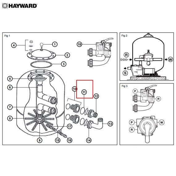 ​Ущільнювальне кільце муфти фільтра Hayward Polyester (NCX12038) - схема