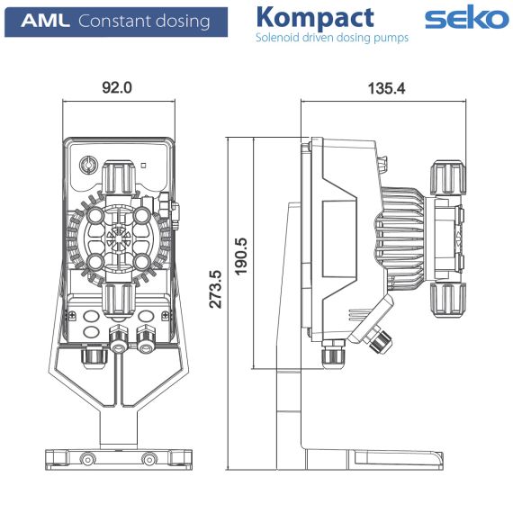​Дозирующий насос Seko Kompact AML200NPE0000 - размеры