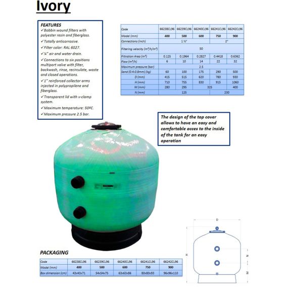 Фильтр AstralPool Ivory D600 (66240) - характеристики