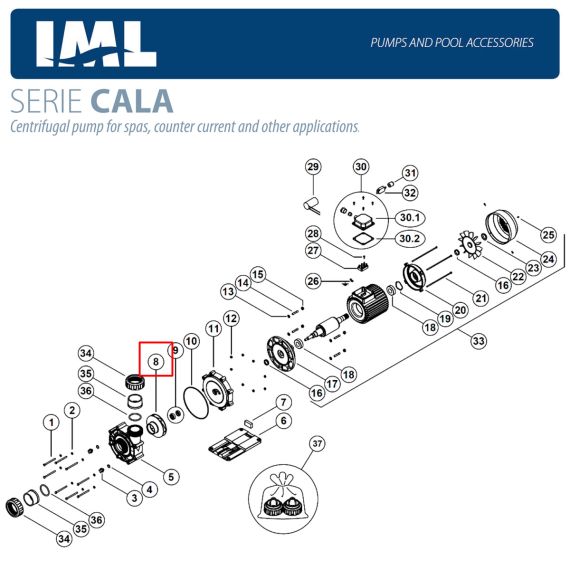 ​Крыльчатка насоса IML Cala CA150 (HD051260) - схема