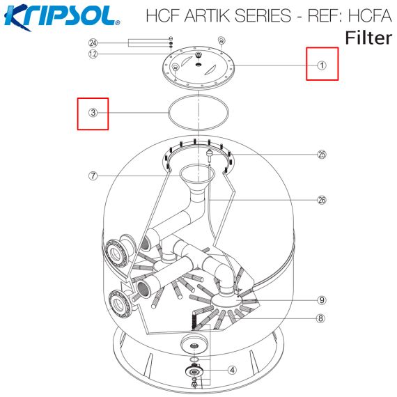 Крышка фильтра Kripsol AK (RCFI0001.01R/500321000101) - схема