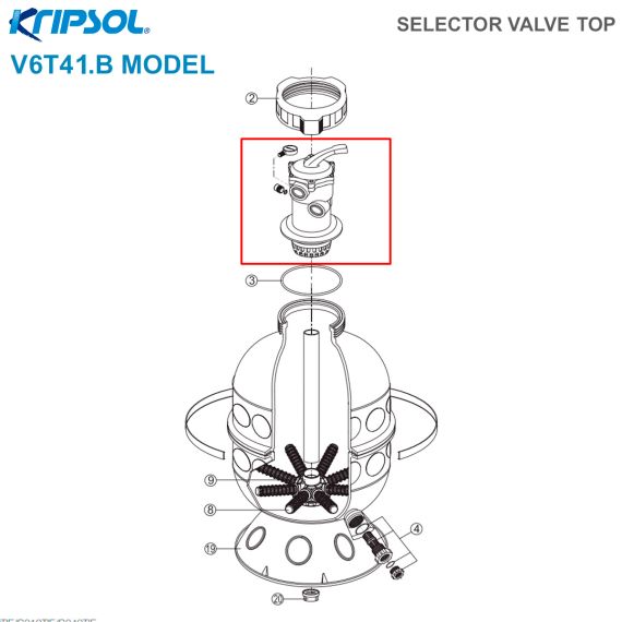 6-хлдовой кран Kripsol VK6T 41.B / V6T 41.B NKX250112520200 - схема