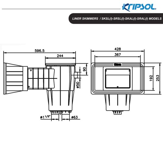 ​Скиммер Hayward SKALI Wide 060111300000 - размеры