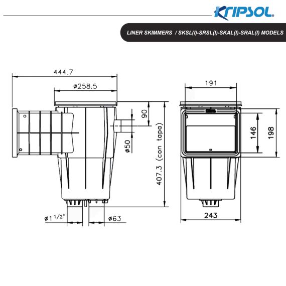 ​Скиммер Hayward SKSLI Standard 060110300000 - размеры
