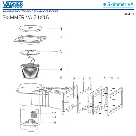 Скиммер Vagner Pool VA 1540410 - схема
