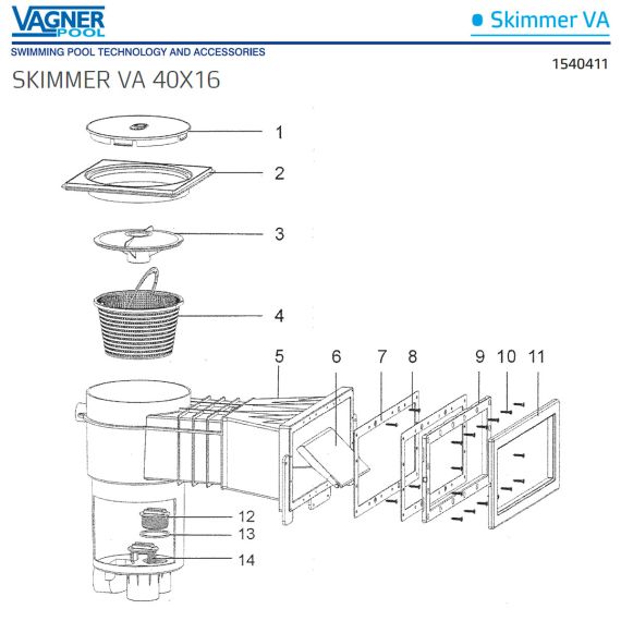 Скиммер Vagner Pool VA 1540411 - схема