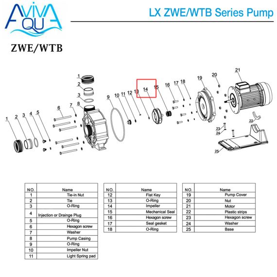 Сальник насоса Aquaviva ZWE/WTB (F01200013 №15) - схема