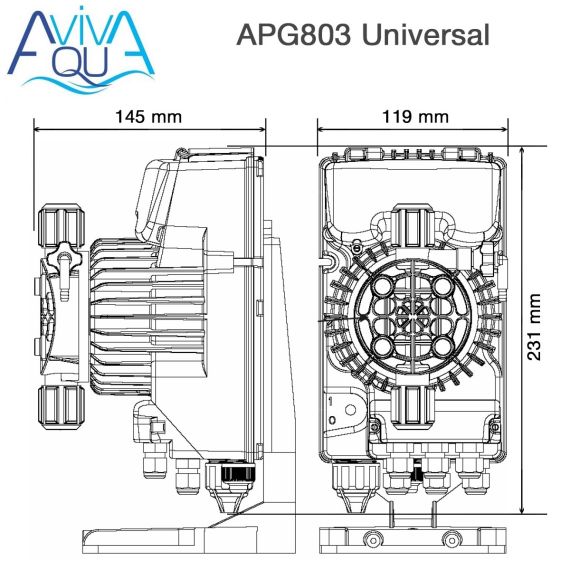 Дозуючий насос Aquaviva Universal TPG800NHP0005 - розміри