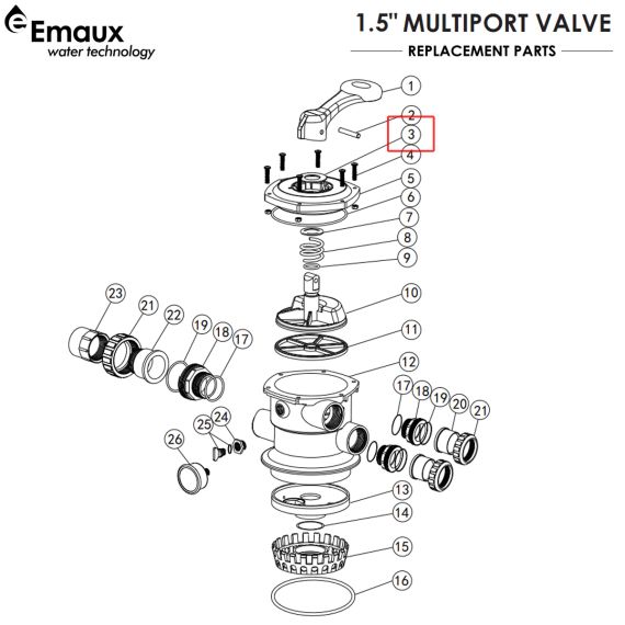 Шайба 6-позиционного клапана Emaux MPV01 (01181001) - схема