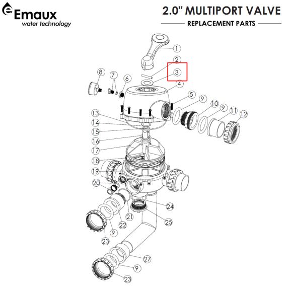 Шайба 6-позиционного клапана Emaux MPV04 (01181001) - схема