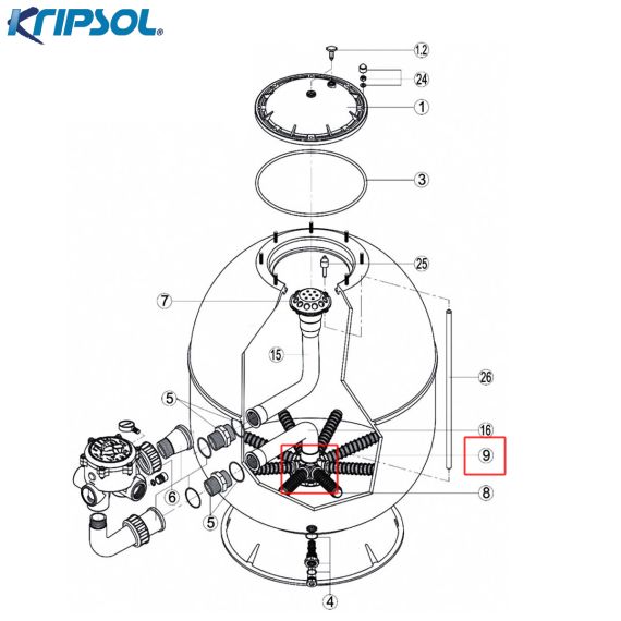 Колектор фільтра Kripsol Artik (R2029090 / RFD0300.00R) - схема
