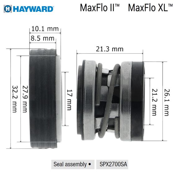 Сальник насоса Hayward Max-Flo II / Max-Flo XL (SPX2700SA) - розміри