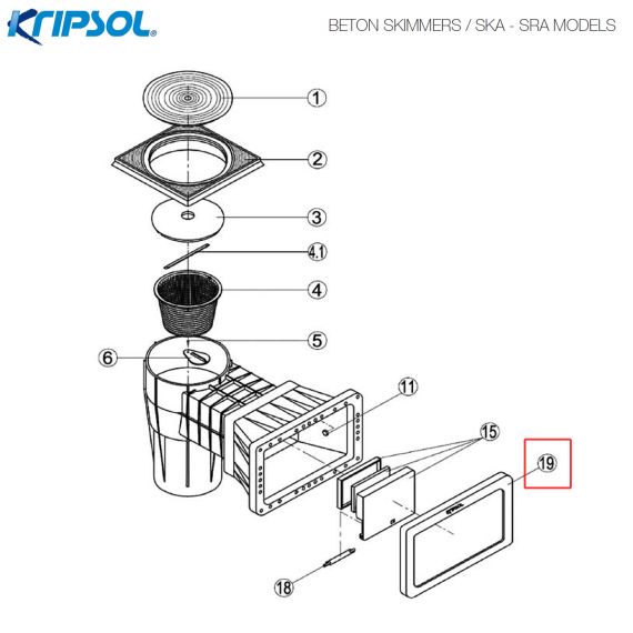 Лицьова рамка скімера​ Kripsol Wide SKA / SRA 500601001900 / RSKI0019.00R​ - схема