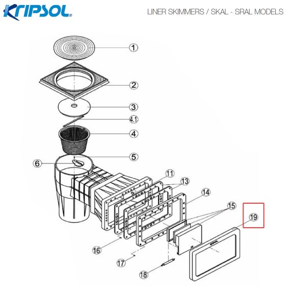 Лицьова рамка скімера​ Kripsol Wide SKAL / SRAL 500601001900 / RSKI0019.00R​​​​​ - схема