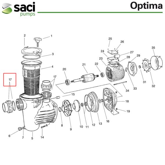 Накидная гайка 50 мм насоса Saci Optima, 92401110 - схема