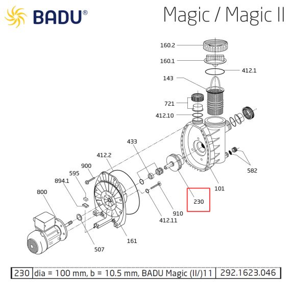 Крильчатка насоса​ Badu Magic 292.1623.046​​ - схема