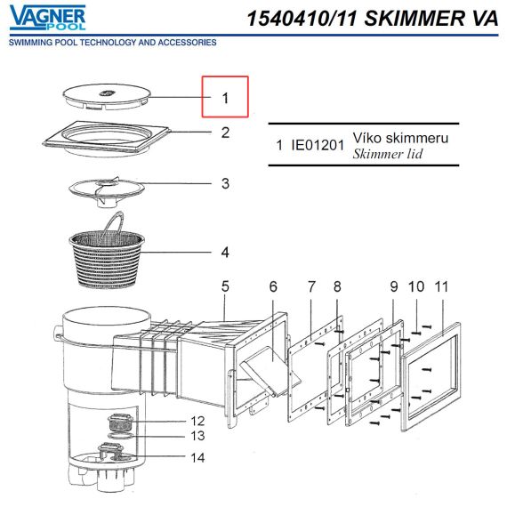 Кришка скімера Vagner Pool 1540410 / 1540411 (IE01201) - схема