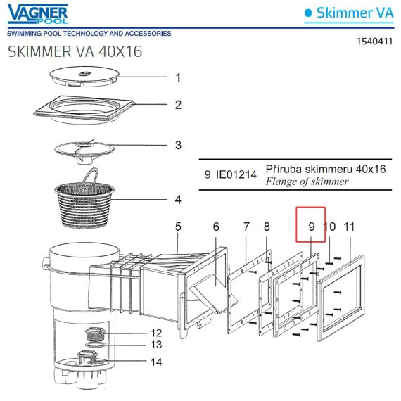 Фланець скімера Vagner Pool 1540411 (IE01214) - схема