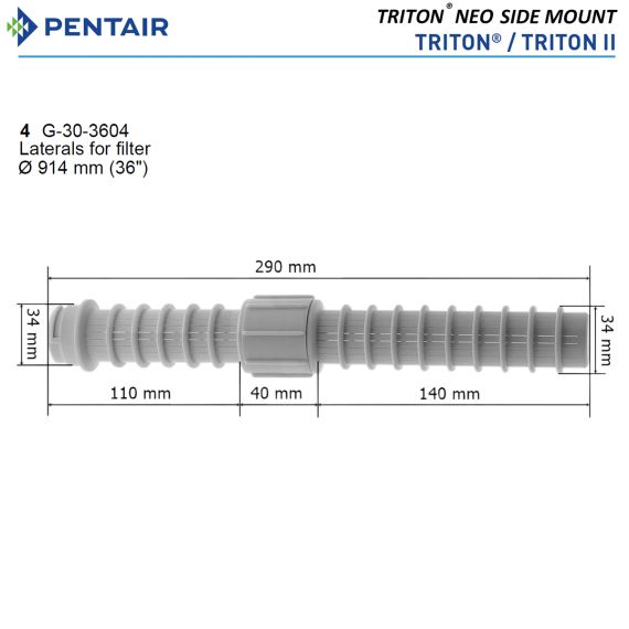 ​Сепаратор (дюза) фільтра Pentair Triton TR G-30-3604 / R303604​ - розміри