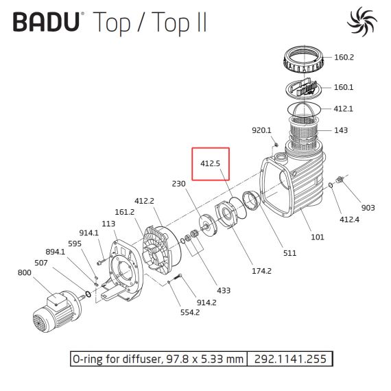 Уплотнительное кольцо Badu Top / Top II 292.1141.255 - схема