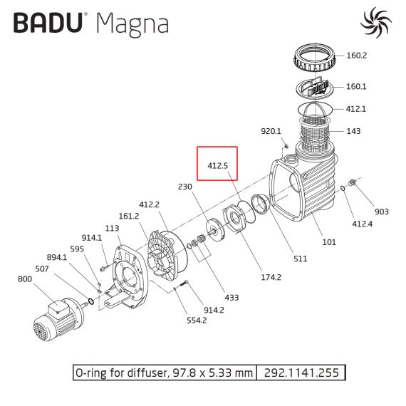 Уплотнительное кольцо Badu Magna 292.1141.255 - схема