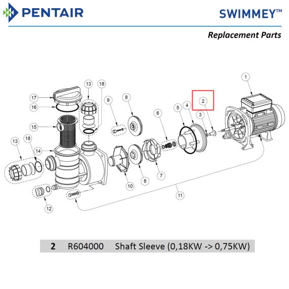 Втулка вала насоса Pentair Swimmey 8M-19M (R604000) - схема