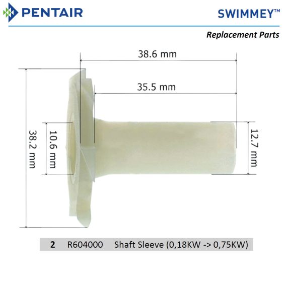 Втулка вала насоса Pentair Swimmey 8M-19M (R604000) - размеры